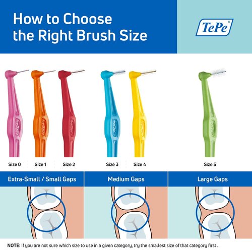 TePe Interdental Brush Angle, Angled Dental Brush for Teeth Cleaning, Pack of 25, 0.7 mm, Medium Gaps, Yellow, Size 4