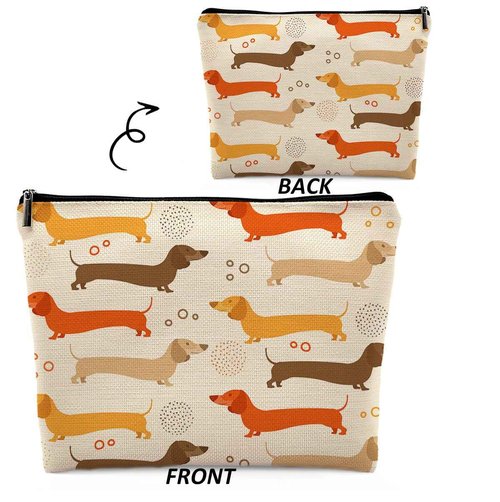 Dwept Dachshund Cosmetic Bag, Funny Puppy Makeup Bag for Purse, Wiener Travel Toiletry Bag, Gifts for Women Dog Lovers Makeup Bag Beauty Bag