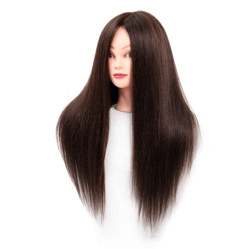 Mannequin Head Human Hair, 26 Inch Mannequin Head with Hair and Stand, 60% Real Hair Mannequin Head for Kids, Cosmetology mannequin head for braiding, Mannequins Doll Head to Practice Hairstyles