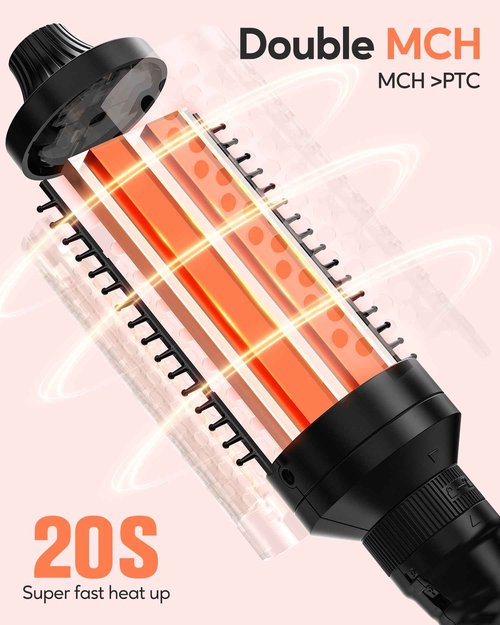 Terviiix PRO Thermal Brush Set for Voluminous Style, Non-blowing Heated Round Brush with Adjustable Temp, 3-in-1 Curling Brush with Detachable Head(1.25'',1.5'',1.77''), 20S Fast Heating with Dual MCH