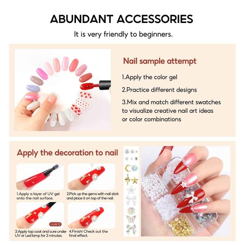 Peacecolor Gel Nail Polish Kit with U V Light and Drill，59PCs Gel Nail Kit 35 Colors with 5PC Matte/Glossy/Glitter Top Base Coat Nail Art Rhinestone Manicure starter Kit Soak Off Gifts for Girls