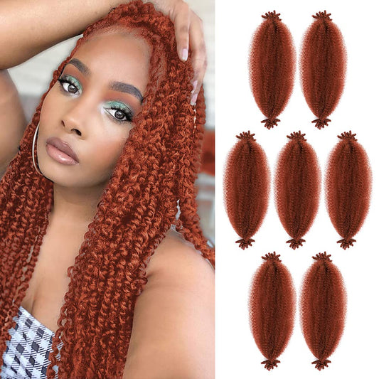 Springy Afro Twist Hair 16 inch 7 packs Soft Crochet Locs Twist Afro Hair For Distress Locs crochet hair Synthetic Marley Twist Braiding Hair Extension For Black Women16inch Red）