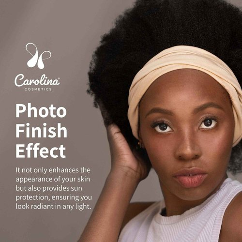 Carolina Cosmetics - Plant-Based Foundation in Mocha Shade - Hydrating, Pore-Minimizing & Buildable Coverage - Vegan, Non-GMO, Gluten-Free, Paraben-Free- Sun Protection - 1Fl Oz