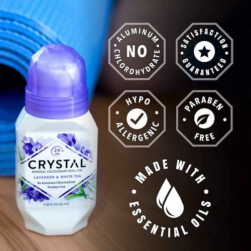 CRYSTAL Deodorant Mineral Deodorant Roll-On, Lavender & White Tea 2.25 oz (Pack of 5) SG_B002F8I8VS_US