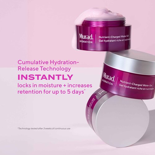 Murad Nutrient-Charged Water Gel – Hydrating Face Moisturizer with Peptides, Vitamins & Minerals for Dry Skin, Long-Lasting Moisture, Plump Skin, Oil-Free, Lightweight, Barrier Repair - 1.7Fl Oz