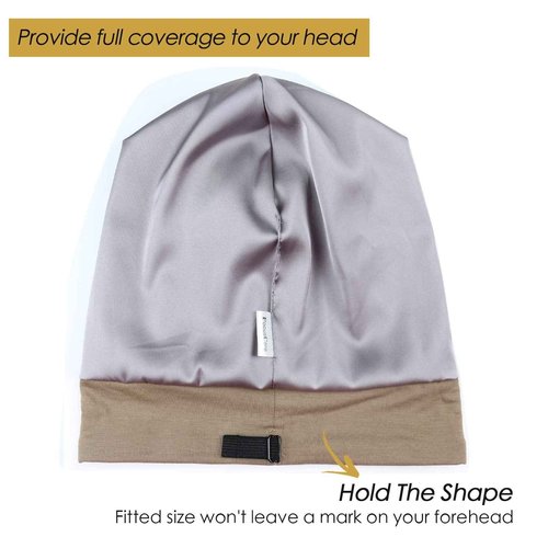Comfortable Satin Lined Sleep Cap Smooth Fabric Hats for Curly Hair Tiger Stripe Light Brown