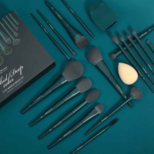 DUcare Makeup Brushes Set 17 Pcs with Brush Cleaning Mat and Makeup Sponge+Eyelash Comb