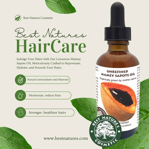 Best Nature's Cosmetics Mamey Sapote Oil Organic - revitalize dry skin and hair with deep moisture and frizz control. For curly, wavy hairs. 4 fl oz / 120ml