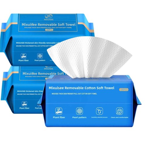 Disposable face towel. MIXUISEE thick and soft face towels. 100% cotton face cloths.facial towels 130% thickness.Remove makeup and cleansing.Suitable for sensitive skin.(300 pieces)