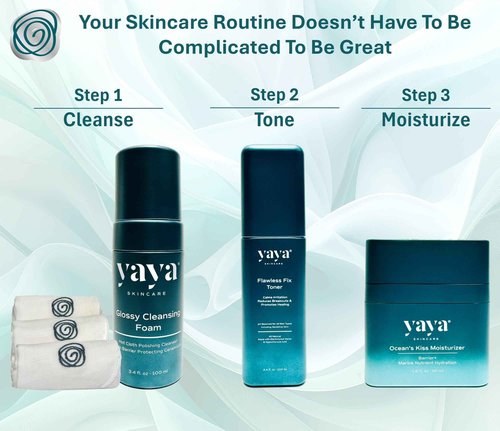 Yaya Glossy Cleansing Foam With Ceramides and Vitamins to Cleanse and Nourish the Skin Barrier-Perfect for Teens, Tweens, & Adults with Sensitive Skin. BONUS! Includes 3 Cotton Exfoliating Face Cloths