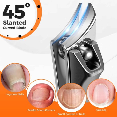 Large Toenail Clippers for Seniors Thick Toenails with Wide Opening, Podiatrist Slanted Curved Toe Nail Clippers for Men Thick Ingrown Nails, 360 Degree Fingernail Clippers Nail Cutter