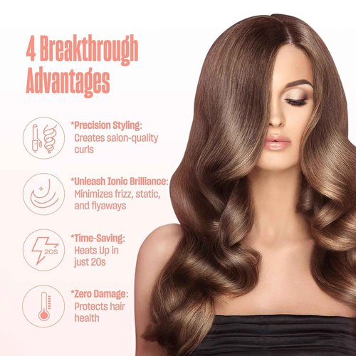 Bekind Twist Pro Upgraded Thermal Brush - 1.5 Inch Versatile Heated Round, Hot Air, Effortless Blowout Curling Hair Styling Tools, Negative Ion Blow Out Hot Round Brush, 20s Fast Heats (Peach)