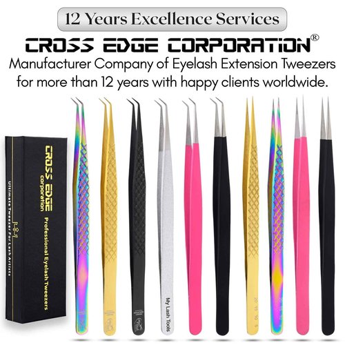 My Lash Tools Eyelash Extension Curved Degree Tweezers for Isolation Lash Extensions 14cm, Best for Individual Isolation & Classic Lashes Japanese Stainless Steel Eyelash Twisers (Rainbow)