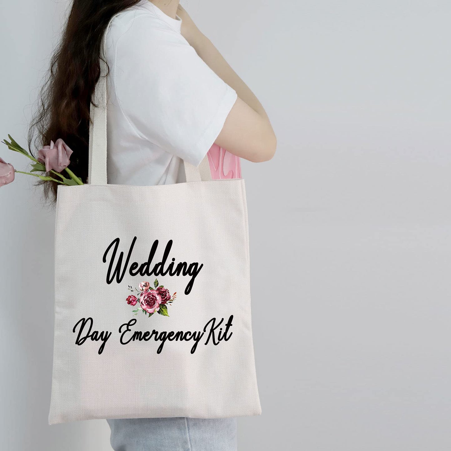 PXTIDY Bride Wedding Day Emergency Kit Bridal Shower Gift Wedding Survival Kit Makeup Bag Bride To Be Gift (tote bag)