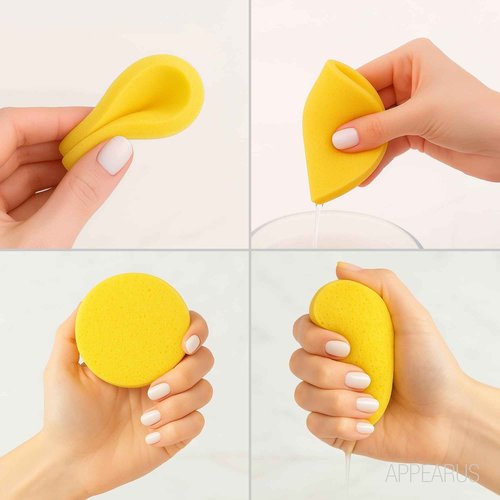 Appearus Compressed PVA Facial Sponges 240 Pack – Soft Disposable Face Sponge for Cleansing, Makeup Removal, Mask, Exfoliating – Spa-Grade Round Stick for Sensitive Skin