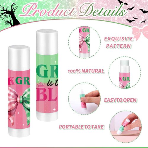 QAUYETM 50 Set Wicked Gifts Lip Balms Bulk Pink and Green Witch Party Favor 6 Assorted Flavors with 50 Organza Bags and Cards Witch Makeup Gifts for Girls Women Halloween Basket Stuffers
