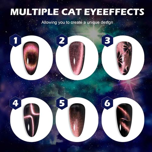 noirwhite Cat Eye Gel Nail Polish, 12 Colors Sparkly Glitter 9D Chameleon Magnetic Nail Polish Set with Magnet Base Top Coat Soak Off LED UV Nail Art DIY Manicure Home Salon Gift for Women