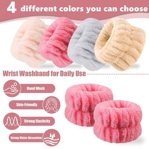 8Pcs Anmieciu Microfiber Spa Wristbands, Face Washing Wrist Towels to Prevent Liquid Spilling Down Your Arms