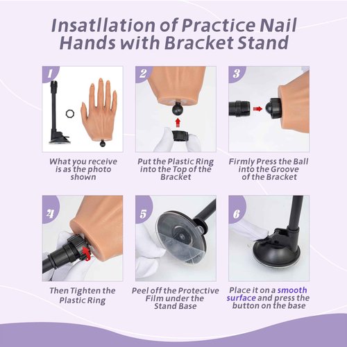 Veikmv Practice Hand for Acrylic Nails - Flexible Training Mannequin Hand for Acrylic Nails & Gel Polish,Professional Mannequin Model with Adjustable Fingers for Nail Art Beginners