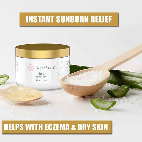 Aloe Vera Cream for Skin – Soothing Moisturizer for Dry, Itchy, or Sensitive Skin, Sunburn Relief, Hydrating Face & Body Cream, Non-Greasy, Fragrance-Free