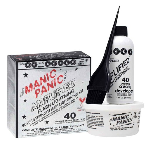 MANIC PANIC Flash Lightning Hair Bleach Kit - 40 Volume Developer + Bleach Powder - Lifts Hair Color Up to 7 Levels - Lightener for Extra Dark Shades - Vegan & Cruelty-Free (3 Pack)