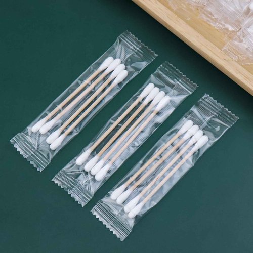 500 Pack Cotton Swabs, Individually Wrapped Cotton Swab, Individually Wrapped Double Tipped Wooden Sticks for Ear, Make-up(4pcs per Bag, 500 Bags, Double Round End)