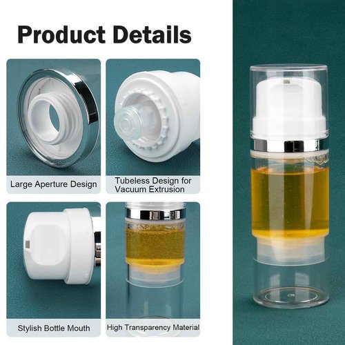 Decorniqu Airless Pump Bottles 3.4oz/100ml 3 Pack Lotion Dispenser Travel Pump Bottles for Toiletries Airless Cosmetic Pump Container Airless Pump Jar for Toiletries Shampoo Cream with Labels(Clear)