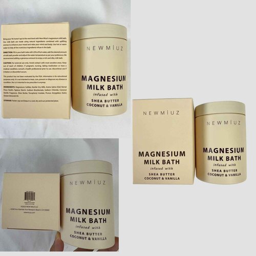 Creamy Magnesium Milk Bath Soak Powder Moisturize Soften Skin Coconut Vanilla Shea Butter Luxury Spa Bath Salt Relaxation Selfcare Gifts for Women