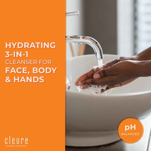 Cleure Face and Body Cleanser - Hypoallergenic, Fragrance-Free Body Wash for Sensitive Skin & Eczema - Paraben & Sulfate Free, PH Balanced Body Soap (12 oz, Pack of 2)