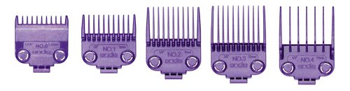 Andis 01410 Professional Master Clipper Guards - Dual Magnet Comb Set – Small, fits for MBA, MC-2, ML, PM- & PM-4, Waterproof – Purple, Set of 5