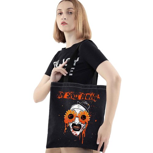 BWWKTOP Clown Movie Cosmetic Makeup Bag Movie Fans Gifts Horror Movie Zipper Pouch For Women Girls (sunflower glass TG BL)