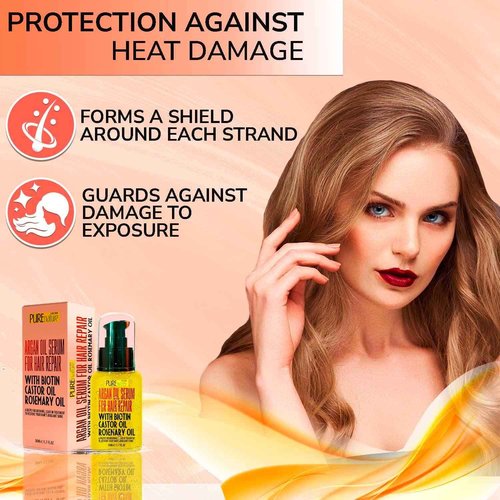 PURE NATURE Moroccan Argan Oil Shampoo and Conditioner and Hair Serum with Biotin, Castor, Rosemary Oil