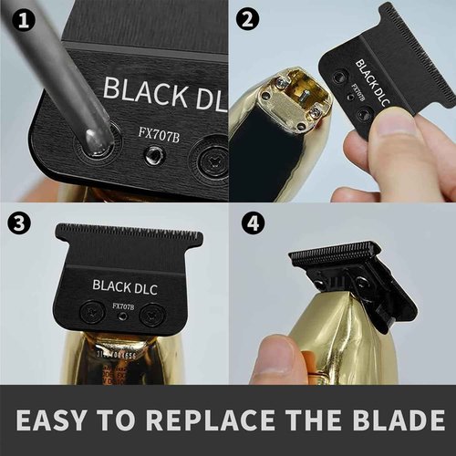 Professional FX DLC Replacement Blade FX707B Replacement Trimmer Blade compatible with BaByliss Barberology Trimmer Blade, compatible with BaByliss DLC 2.0 Trimmer Blade FX787 & FX726 Trimmer (Black)