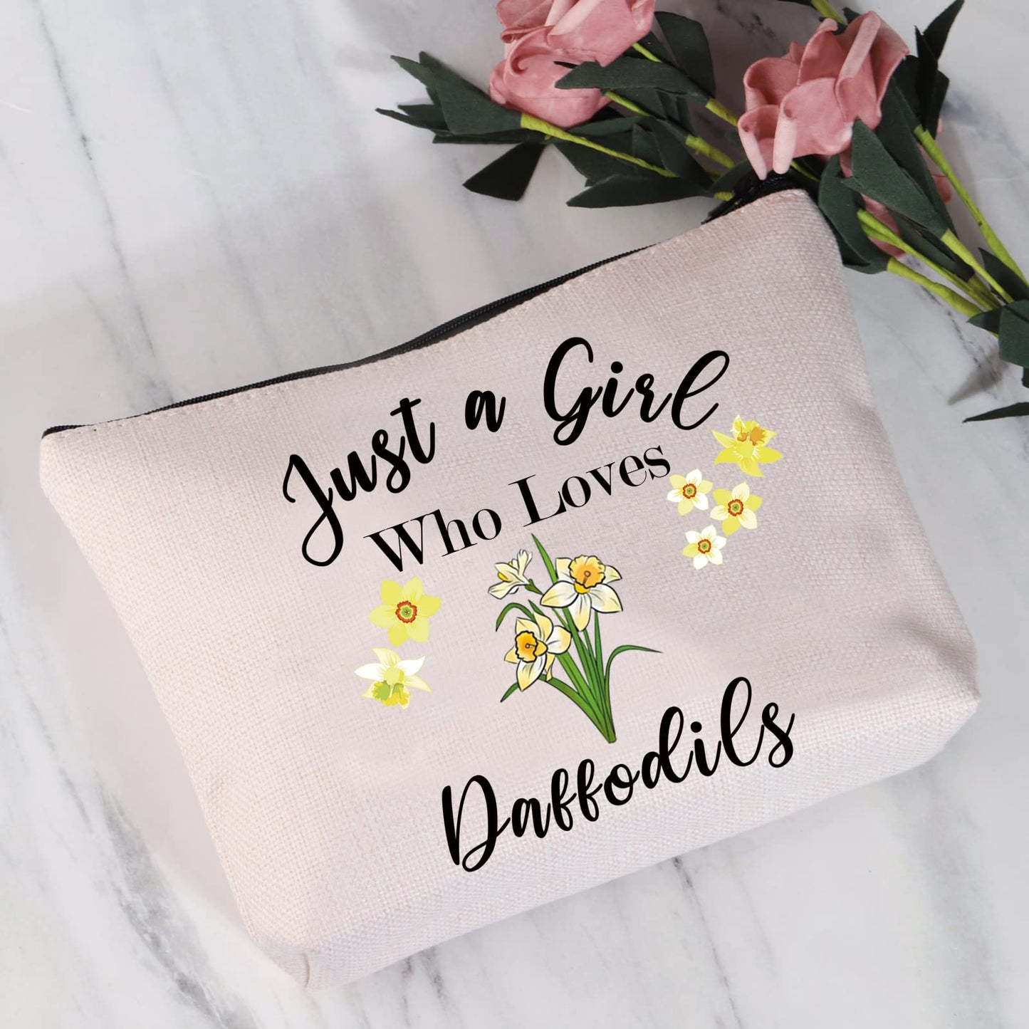 JYTAPP Daffodil Makeup Bag Daffodil Flowers Lover Gift Who Loves Daffodils Cosmetic Bag Spring Easter Garden Gift