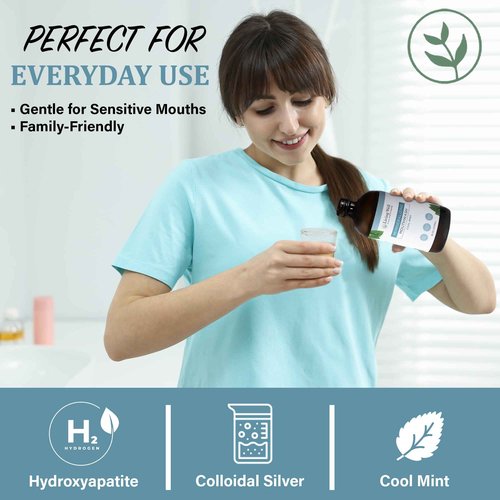 Living Well with Dr. Michelle Cool Mint Remineralizing Mouthwash | Hydroxyapatite & Colloidal Silver Formula | Alcohol-Free | Fluoride-Free Mouth Rinse
