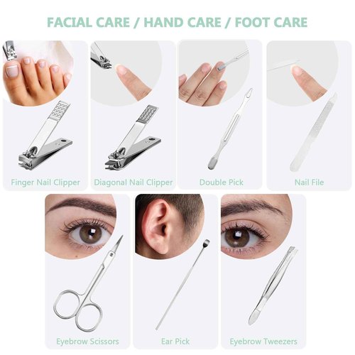 Lanties 12 Set Manicure Set Bulk Mini Manicure Nail Clipper Kit 7 in 1 Stainless Steel Professional Nail Care Pedicure with Travel Portable Bag Grooming Kits for Christmas Women Men Home(Multi Color)