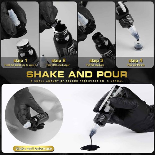 ANTIKE Black Tattoo Ink 2oz Pro Tattoo Ink Concentrated Black 60ml USA Standard Pigment for Tattoo Artist TI5003-60-030