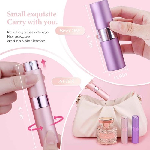 Lil Ray 8ML Perfume Travel Refillable Atomizer Spray Bottle Mini Portable Sprayer for Cologne (5 Colors)
