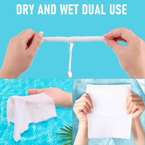 12 Pack 1200 Counts Disposable Towelettes for Face, Face Towel Bulk Cotton Face Tissues Soft Facial Tissue Dry Wet Use for Sensitive Skin Care, Makeup Removing, Surface Cleaning, 5.9 x 7.8 Inch