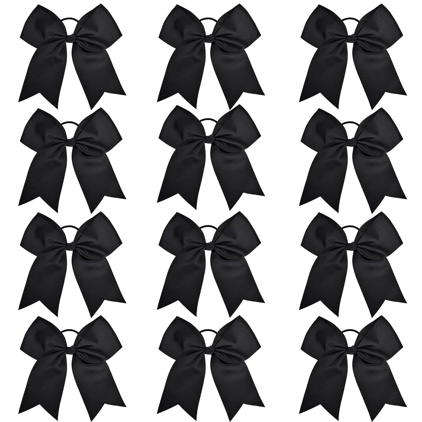 12 Pcs Large Cheer Bows 8" Bulk Hair Bow Accessories with Ponytail Holder for Girls High School College Cheerleading