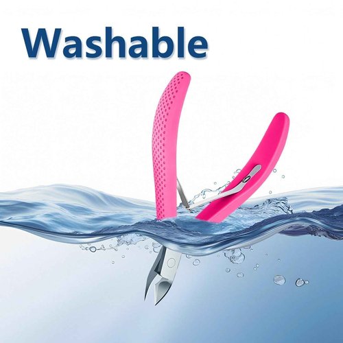 Criyar Fine Edge Cuticle Trimmer & Nippers, Scissor, Nail Clippers Silicone Handle Carbon Steel Nail Tools for Precise Removal, Durable Washable Cuticle Cutter & Remover (Rose-Color 1PC)