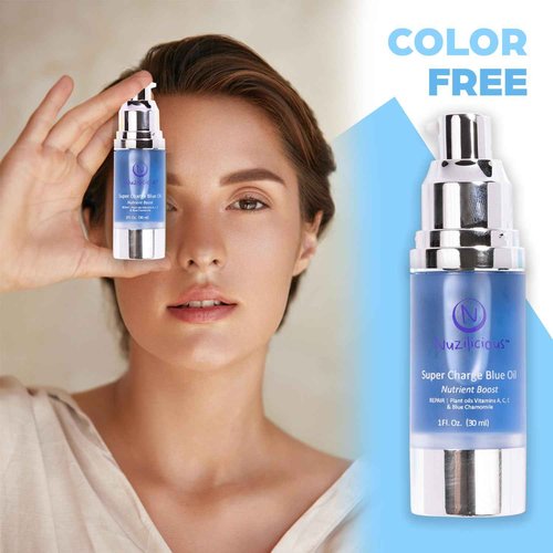Nuzilicious Professional Grade Super Charge Blue Oil – Intense Hydration & Radiance with Essential Oils & Lipid-Rich Plant Oils, Vegan & Cruelty-Free, 1 oz