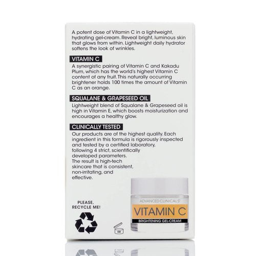 Advanced Clinicals Vitamin C Brightening Face Gel Cream + Encapsulated Retinol Rapid Wrinkle Rewind Face Cream + Collagen Multi-Lift Face Moisturizer + Hyaluronic Acid Moisture Boost Face Cream Set