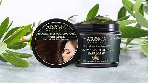 AROMA DEAD SEA Honey Egg Yolk & Olive Oil Hair Mask - Ultimate Dry & Damaged Hair Rescue, Intensive Conditioning Treatment Revives, Strengthens & Restores Softness, Shine & Elasticity / 16.9 fl.oz