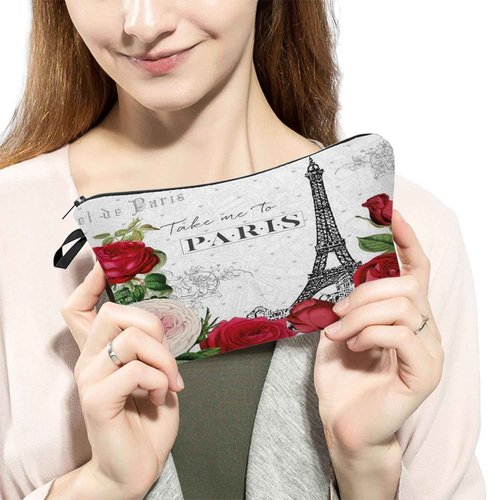 Livel lhood Eiffel Tower Cosmetic Bag for Women Cute Small Makeup Bag for Purse Travel Toiletry Zipper Pouch for Girls Gift for Sisters Paris Eiffel Tower Makeup Bag for Her