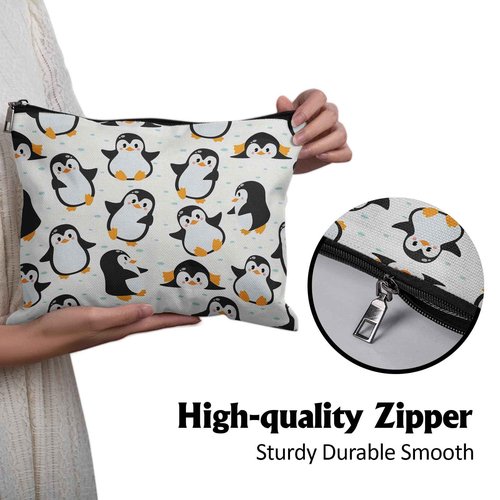 Cafl Cute Penguins Makeup Bag Penguin Cosmetic Bag for Women Large Capacity Make Up Bag Portable Travel Toiletry Pouch Organizer 10 * 8inch