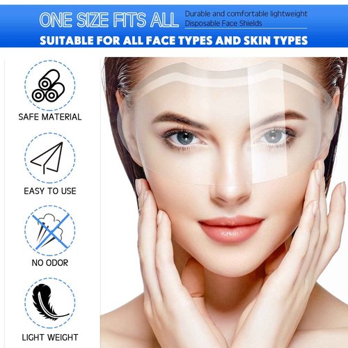 300 Pcs Makeup Shower Face Visors Permanent Microblading Supplies Disposable Plastic Shower Visor Clear Face Cover for Hairspray Salon Eyelash Extensions Eyelid Aftercare