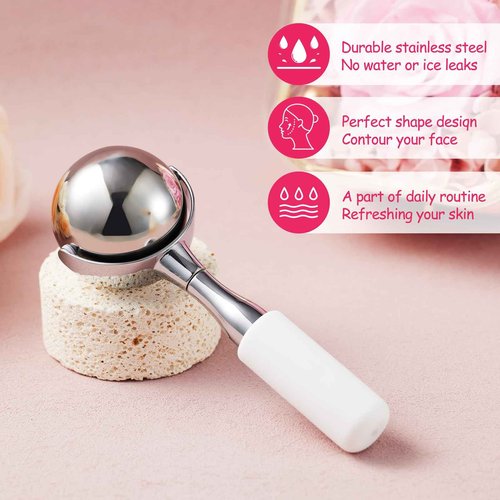 Cryo Sticks for Face-360 Rotating Unbreakable Steel Ice Globes, Cold Massage Roller Ball -Facial Skin Care Tools for Women, Ice Globes for Face and Eyes-Face Ice Roller-Ice Roller for Face