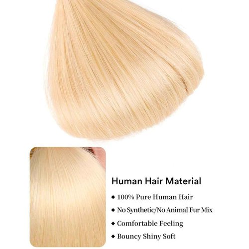613 Bundles Human Hair Extensions 100g/Bundle 613 Color Real Human Hair Extensions For Women Light Blonde Color Human Hair Bundles 2-3set Can Be Full Head (Straight Hair, 20 Inch)