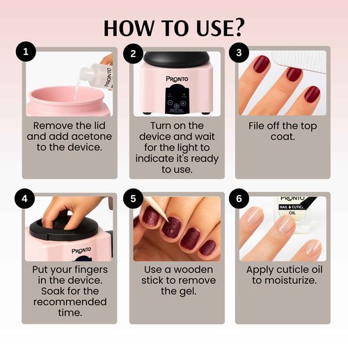 Pronto Electric Nail Soaking Bowl, Nail Steamer for Acrylic, Dip and Gel Removal, Acetone Steamer Nails Soak Off and Nail Polish Remover Machine for Gel Nail Polish Acrylic Steamer Remover, Pink